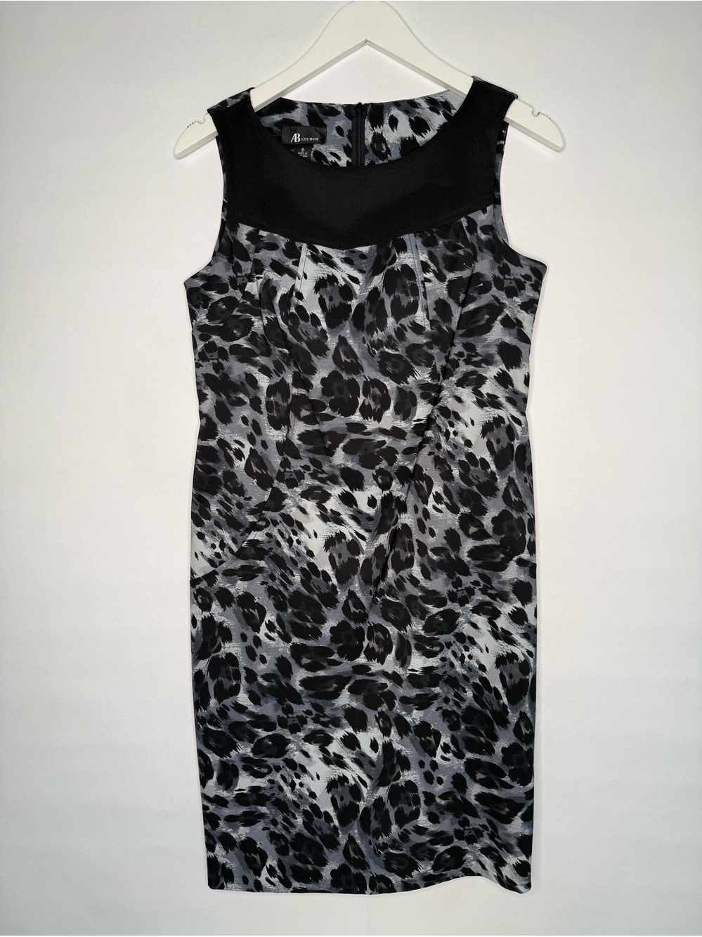 AB Studio Black and Gray Animal-Print Sheath Dress